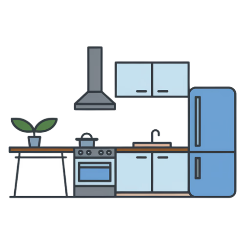 Expanded kitchen with island