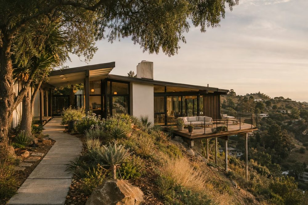 Hillside room addition in the Hollywood Hills
