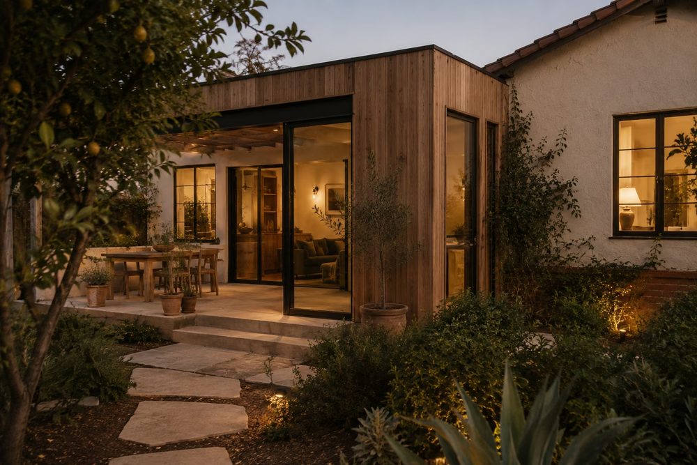 Completed room addition on a Los Angeles home