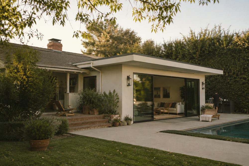 Entertainment room addition in a Studio City home