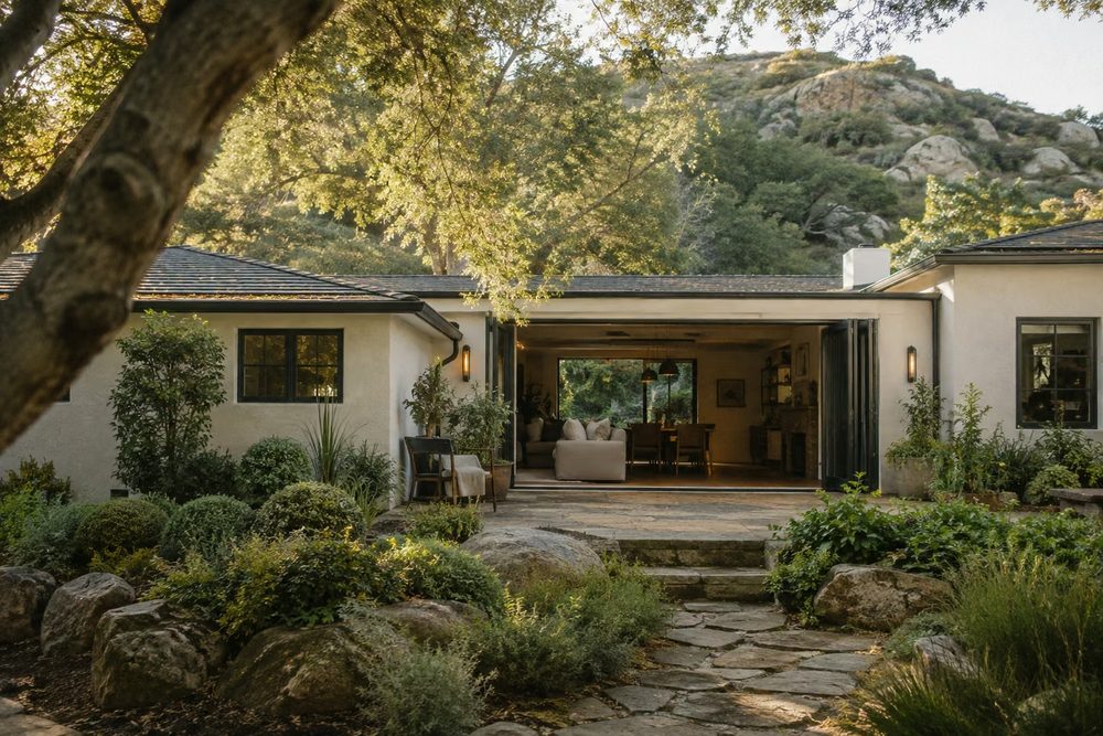 Room addition opening onto a landscaped garden in Thousand Oaks